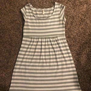 Large grey and white striped dress